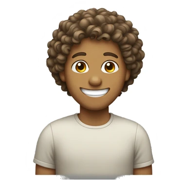 A tan guy smiling with curly hair and smile lines sticker
