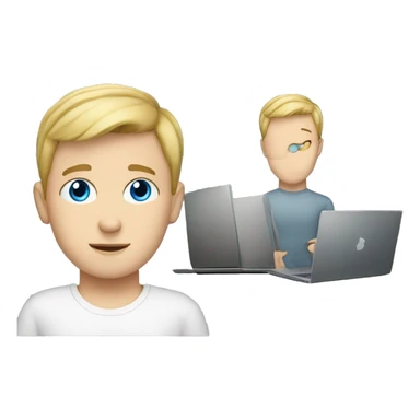 white boy with laptop BLUE EYES sticker