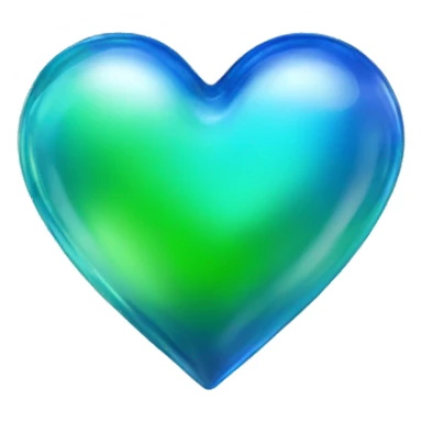 Blue and green shiny glass heart sticker