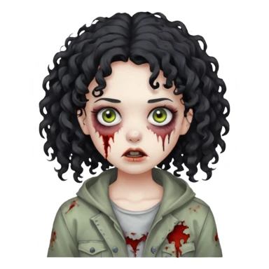menina zumbi com cabelo cacheado preto sticker