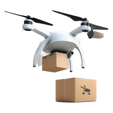 Delivery drone with a delivery box Nova Poshta logo sticker