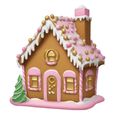 light pink and gold and white gingerbread house sticker