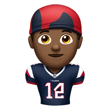 Brunette man, with tan skin, wearing a Houstons Texans Jersey sticker