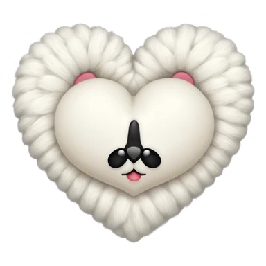 white fur heart, large clumps of wool sticker