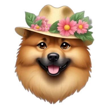 Eurasier dog with floral hat sticker