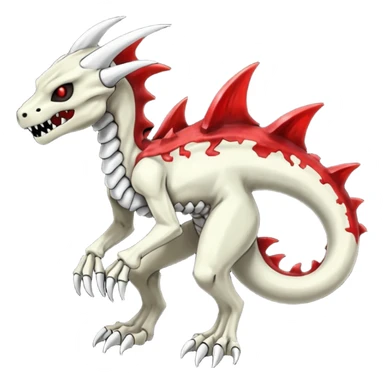 Shiny White Evil Glowing Eldritch Skeletal Creepy Edgy Badass Cool Marowak-Boneknapper-Salandit-Duskull-Darkdramon-fusion with bloody red markings sticker