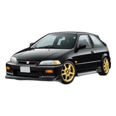 Honda-Civic-EK9, black hatchback sticker