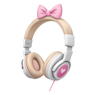 White headphones with pink bow sticker