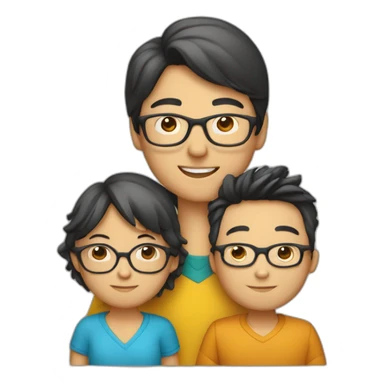 Familia hombre con gafas, mujer china y niño sticker