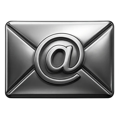 classic envelope, all chrome, with an email symbol in the middle, highly reflective, chrome style sticker