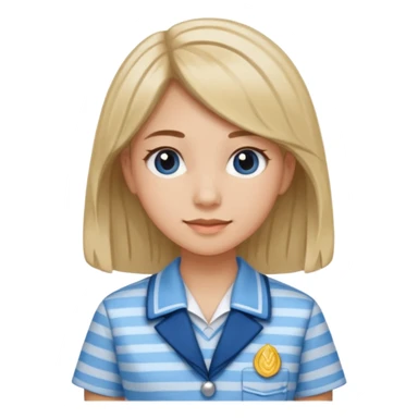 seorang perempuan berambut panjang namun tdk panjang sekali, memakai baju batik sekolah biru muda bermotif garis garis biru muda sticker