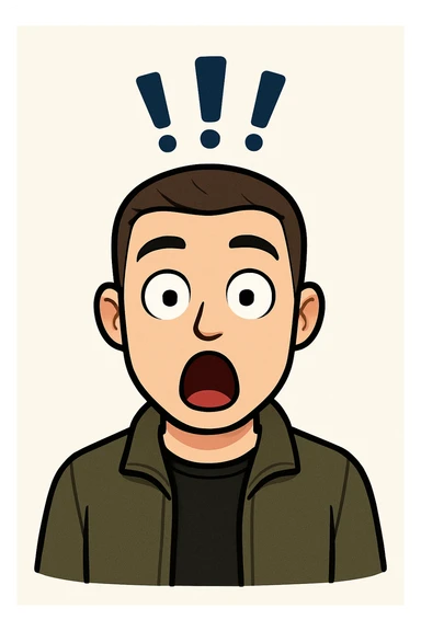 bitmoji style male, surprised, short hair, jacket sticker