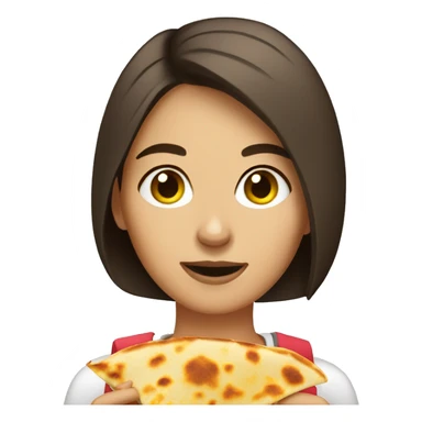 Brunette girl with short hair eating quesadilla sticker