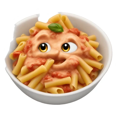Pasta with tomato cream sauce in bowl sticker
