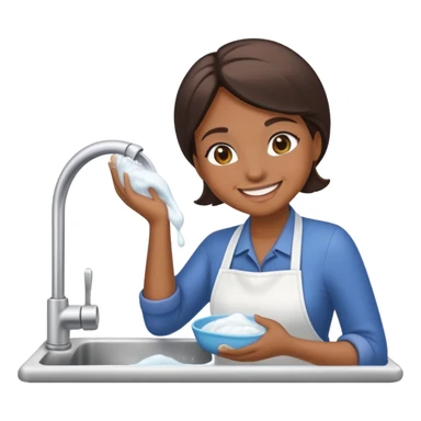 Make an emoji of Amanda hansimikali doing the dishes sticker