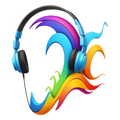 sound wave creature listening to music with headphones sticker