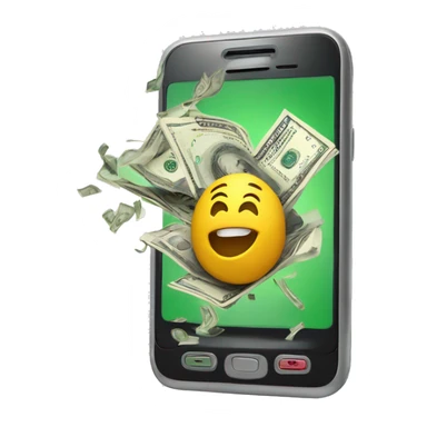 phone with money bursting out of the screen sticker