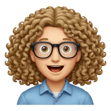 bungee jumping face only with hair flying long curly hair and glassess sticker