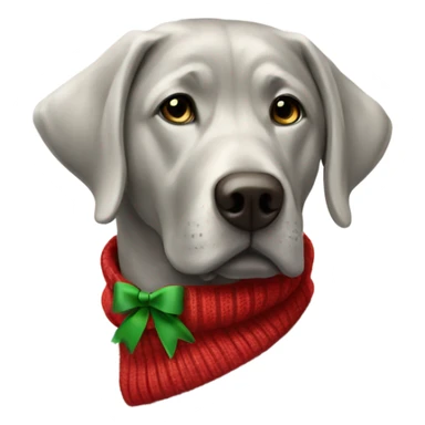 Silver lab with red sweater with green bow sticker