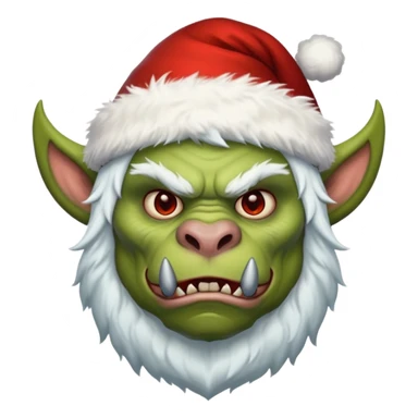 Fantasy Christmas orc beast tamer icon, winter wildlands theme, animal fur details, primal strong face, snowy wilderness atmosphere, stylized emoji portrait, male/female variant
 sticker