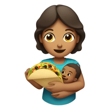 A mother feeding a baby a taco sticker