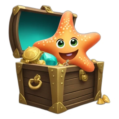patrick starfish holding a treasure chest sticker