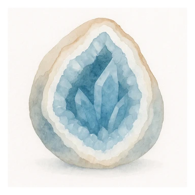 blue crystal geode, watercolor art, soft gradients, delicate details sticker