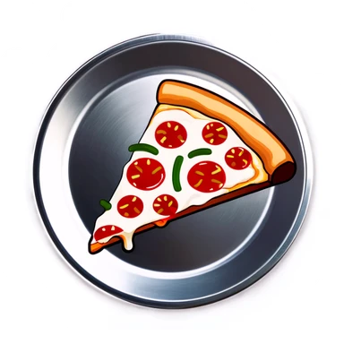 Pizza on a silver plate sticker