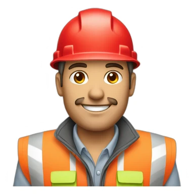 Man who works for construction whith red geométrica sticker