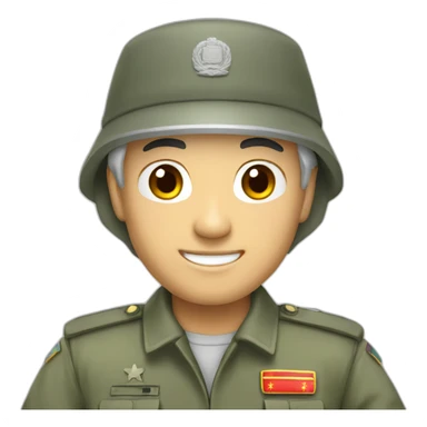 Chinese guy gray hair where soldier uniform thumb up sticker