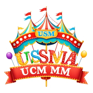 Carnival banner with name USM sticker