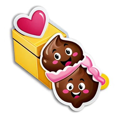 poop emoji valentines chocolate box sticker