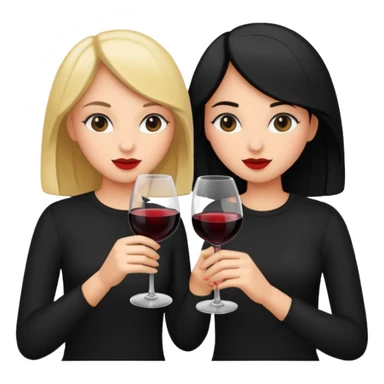 2 girls in black drinking wine sticker