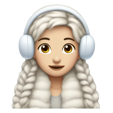 Winter girl long dark hair fluffy earmuffs  sticker