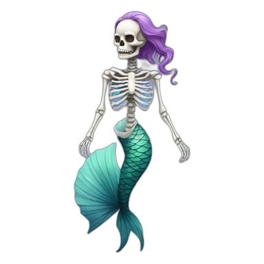 skeleton mermaid sticker