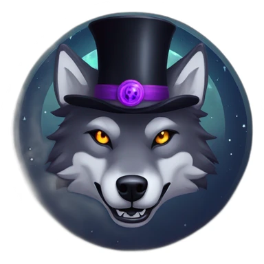 demonic wolf with pentagram top hat and a mysterious night sticker