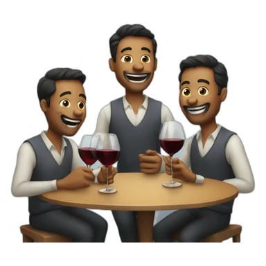 3 men drinking wine and joking sticker