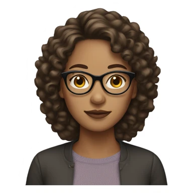 woman with glasses, light skin, and dark brown curly hair sticker