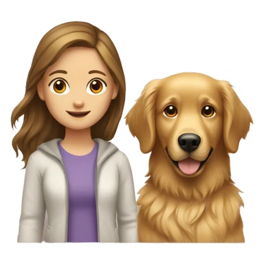 Golden retriever and girl with brown hair sticker