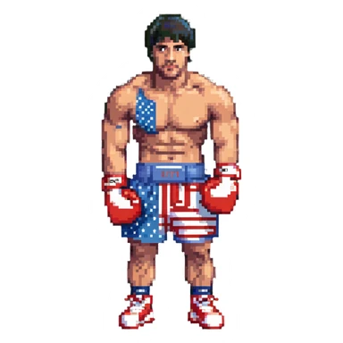 Rocky Balboa boxer with american flag shorts sticker