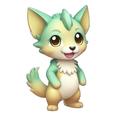 Cute Kawaii Chibi Anthro Sona Pretty Shiny Colorful Sparkly Fakemon Full Body sticker
