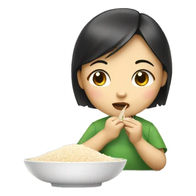 Chineese girl eating rice  sticker