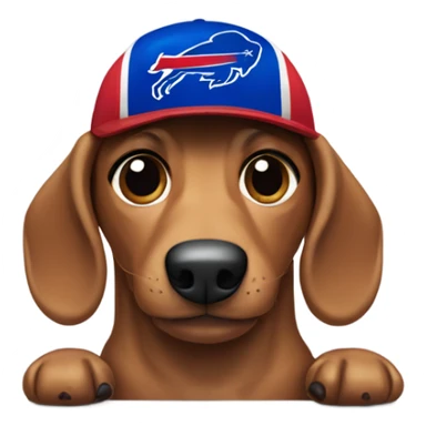 Wiener dog wearing a buffalo bills jersey  sticker