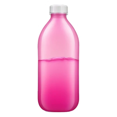 plastic bottle with crystaline pink liquid sticker