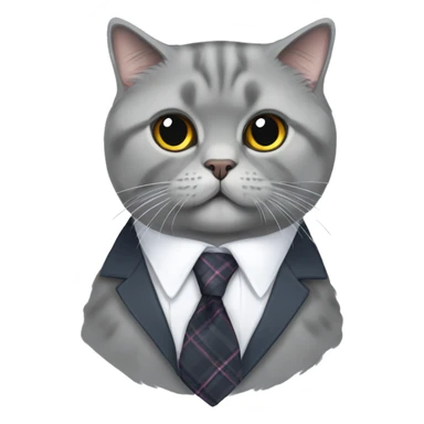 grey scottish fold cat in a tie sticker