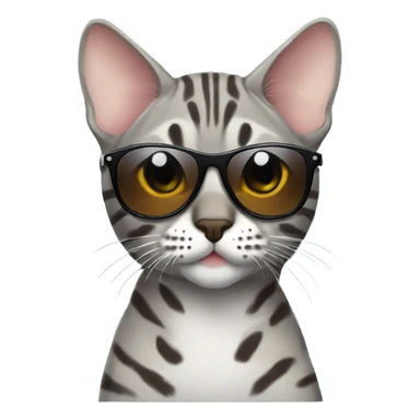 Make a grey bengal cat with cool sunglasses sticker