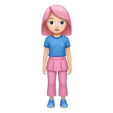 A young child with pants ☺️👖and a skirt and pink pants and blue shirt sticker