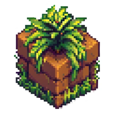 Minecraft grass block, square shape, brown and green, smooth, isometric sticker