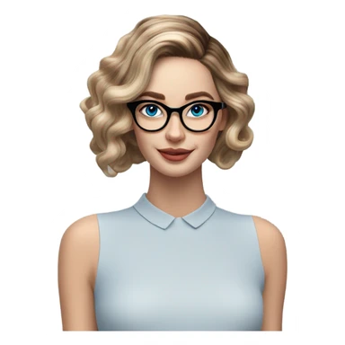 Shoulder length Balayage updo pale model lady with glasses and blue eyes  sticker