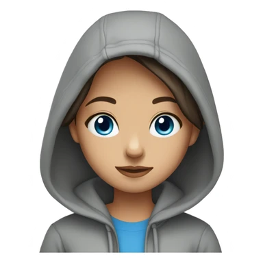 a brunett girl with blue eyes and a grey hoodie leaned sticker